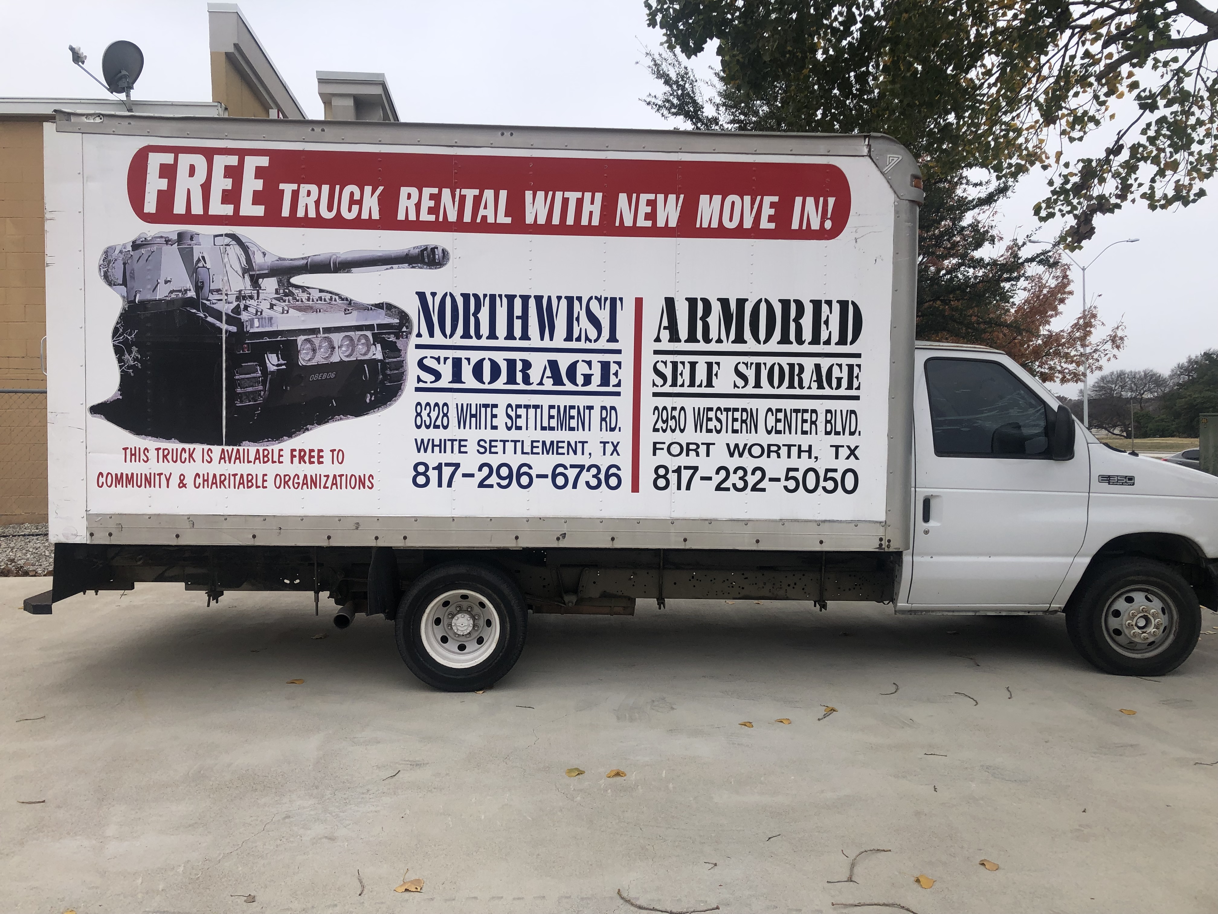 Free truck rental at Armored Self Storage in Fort Worth